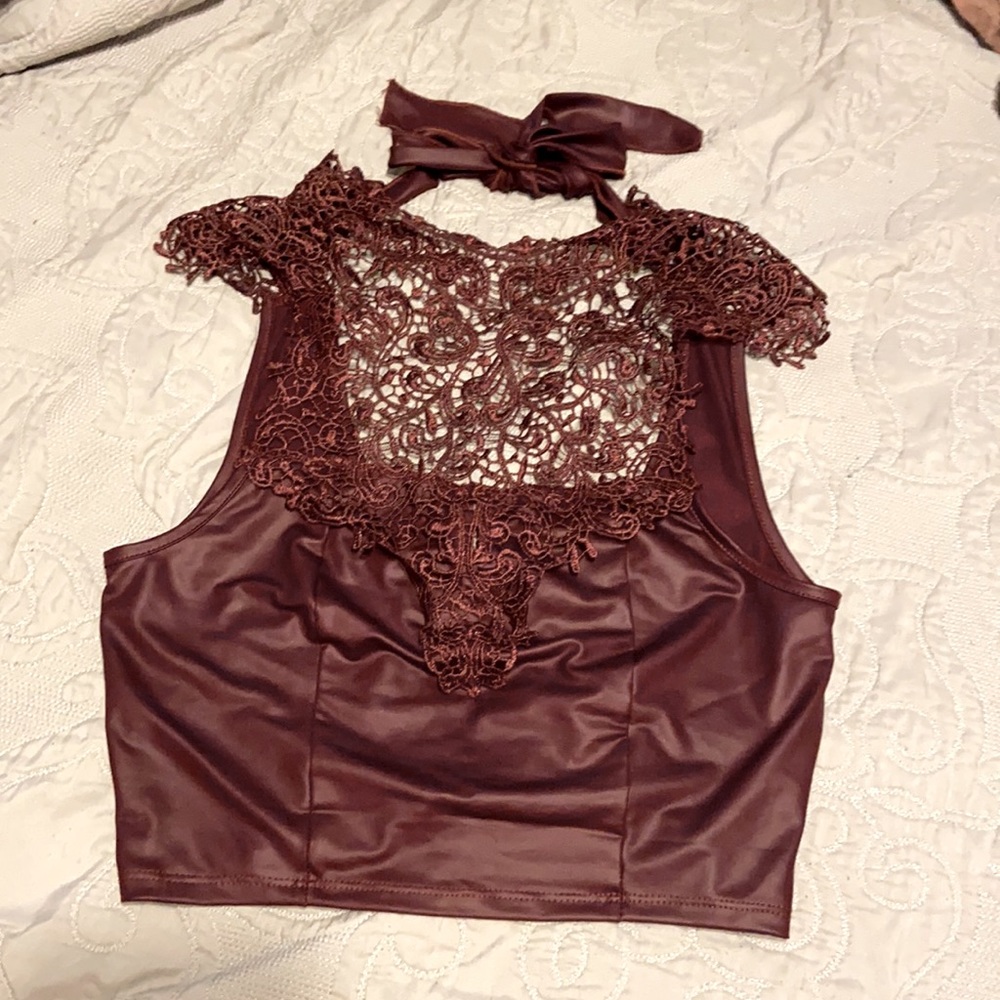 Leather & Lace Top